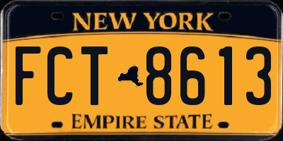 NY license plate FCT8613