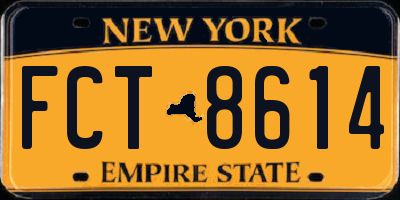 NY license plate FCT8614