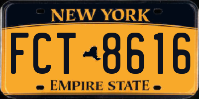 NY license plate FCT8616