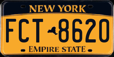 NY license plate FCT8620