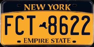 NY license plate FCT8622
