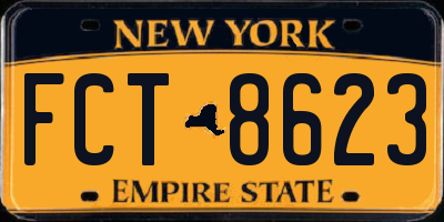 NY license plate FCT8623