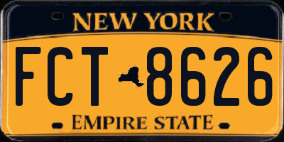 NY license plate FCT8626