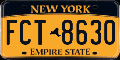 NY license plate FCT8630