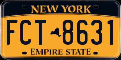 NY license plate FCT8631