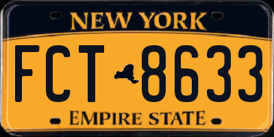 NY license plate FCT8633
