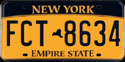 NY license plate FCT8634
