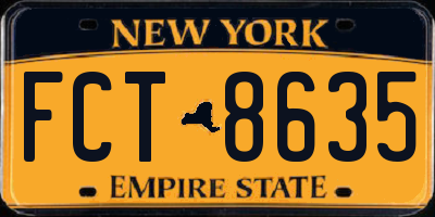 NY license plate FCT8635