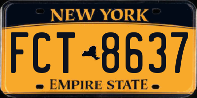 NY license plate FCT8637
