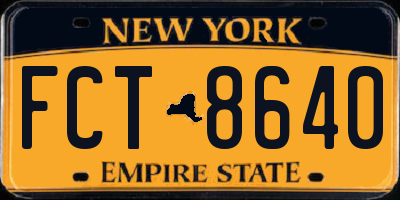 NY license plate FCT8640