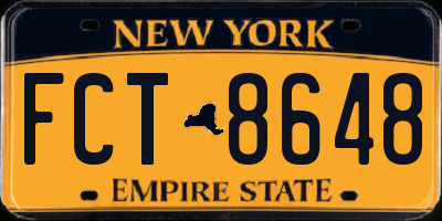 NY license plate FCT8648
