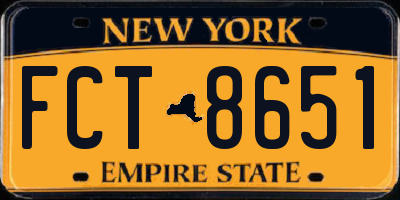 NY license plate FCT8651