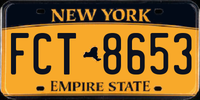 NY license plate FCT8653