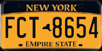 NY license plate FCT8654