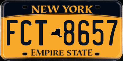 NY license plate FCT8657