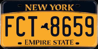 NY license plate FCT8659