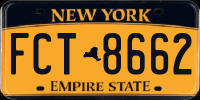 NY license plate FCT8662