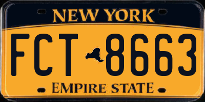 NY license plate FCT8663