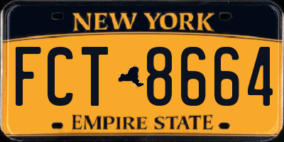 NY license plate FCT8664
