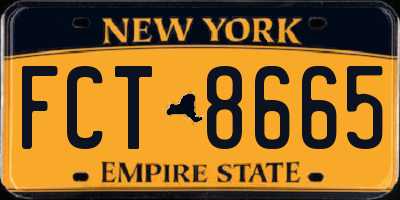 NY license plate FCT8665