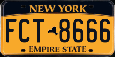 NY license plate FCT8666
