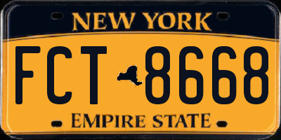 NY license plate FCT8668