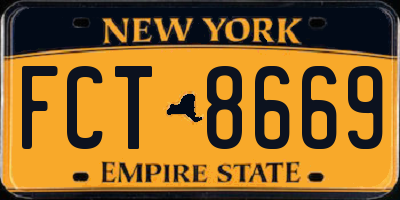 NY license plate FCT8669