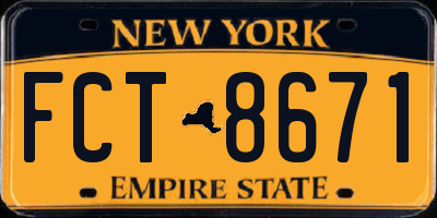 NY license plate FCT8671