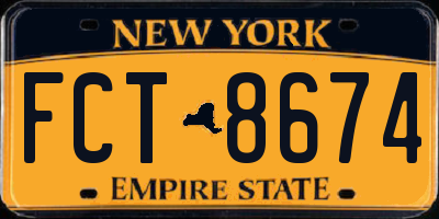 NY license plate FCT8674