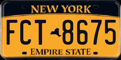 NY license plate FCT8675