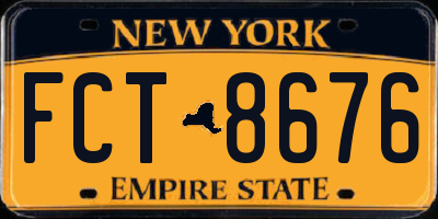 NY license plate FCT8676