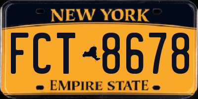 NY license plate FCT8678