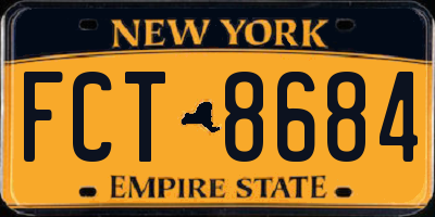 NY license plate FCT8684
