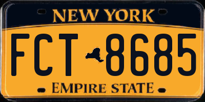 NY license plate FCT8685
