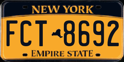 NY license plate FCT8692