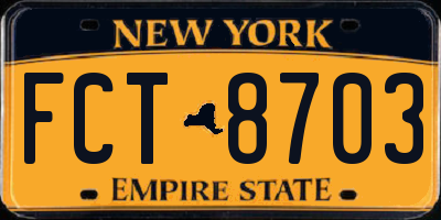 NY license plate FCT8703