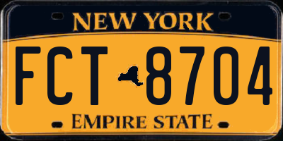 NY license plate FCT8704