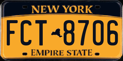 NY license plate FCT8706