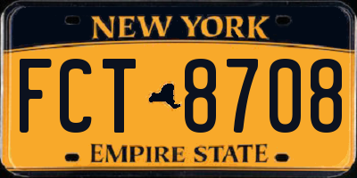 NY license plate FCT8708