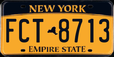 NY license plate FCT8713