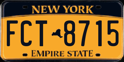 NY license plate FCT8715