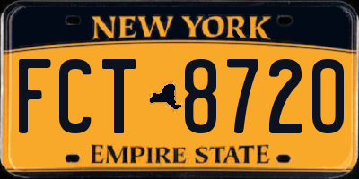 NY license plate FCT8720