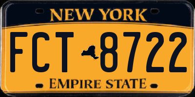 NY license plate FCT8722