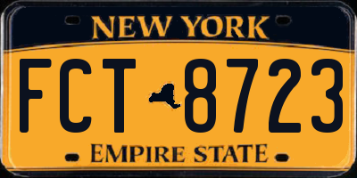 NY license plate FCT8723