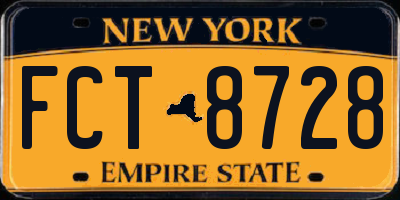 NY license plate FCT8728