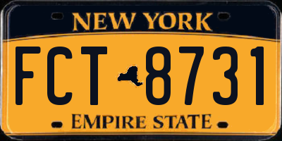 NY license plate FCT8731