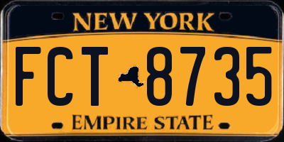 NY license plate FCT8735
