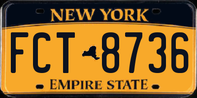 NY license plate FCT8736