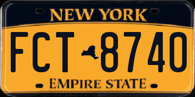 NY license plate FCT8740