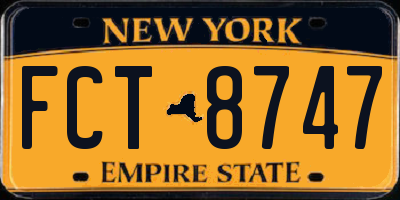 NY license plate FCT8747